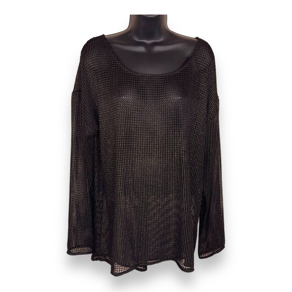 LARGE ROCK AND REPUBLIC BLACK GOLD SHIMMER MESH TOP GOTH PUNK BIKER - Picture 1 of 11